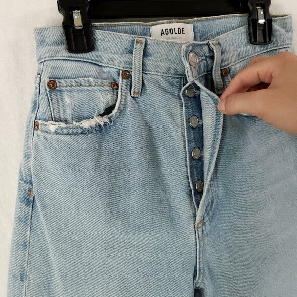 AGOLDE 90's Loose Fit Jeans Womens 22 Light Wash Button Fly Straight Leg - Picture 6 of 14